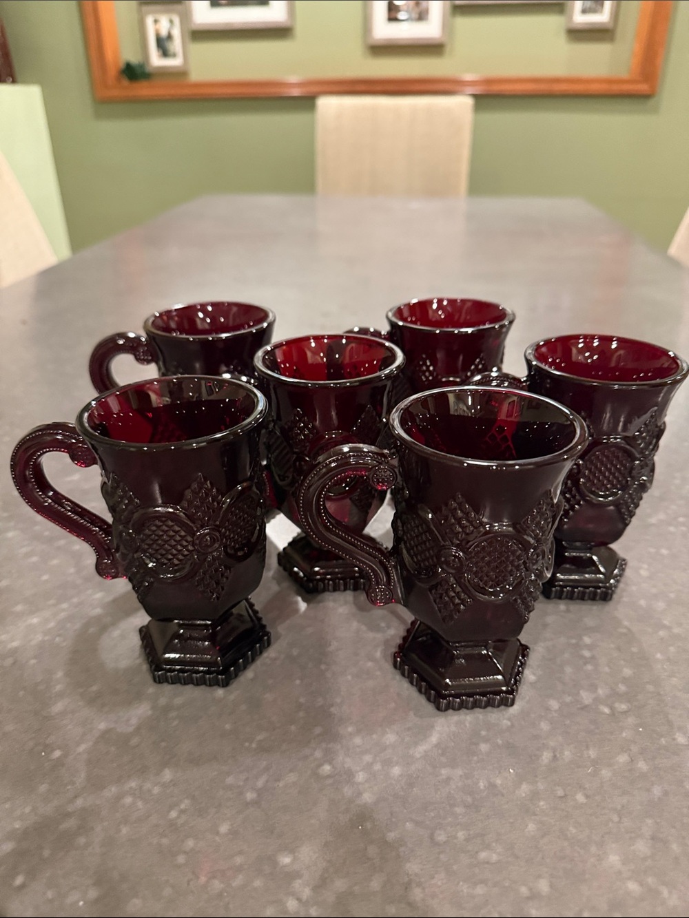 Avon Cape Cod Vintage Ruby Red Glass Liqueur Cups - Set of 6
